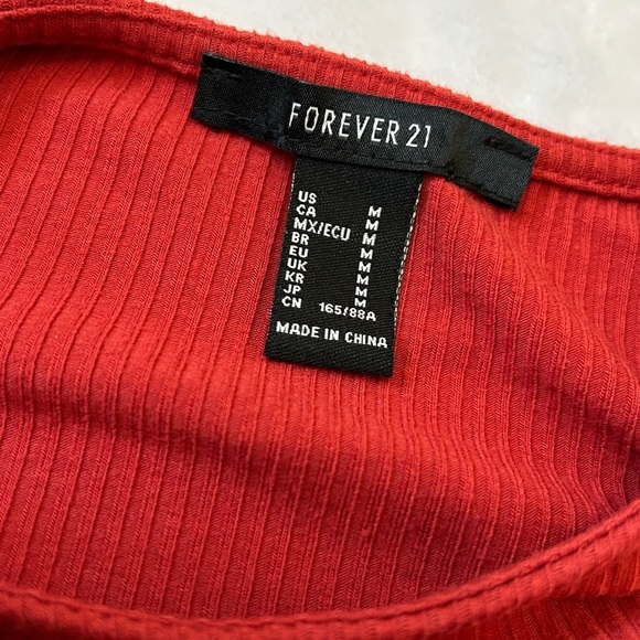 Forever 21 Rust Ribbed Tie-Back Blouse - Picture 2 of 8